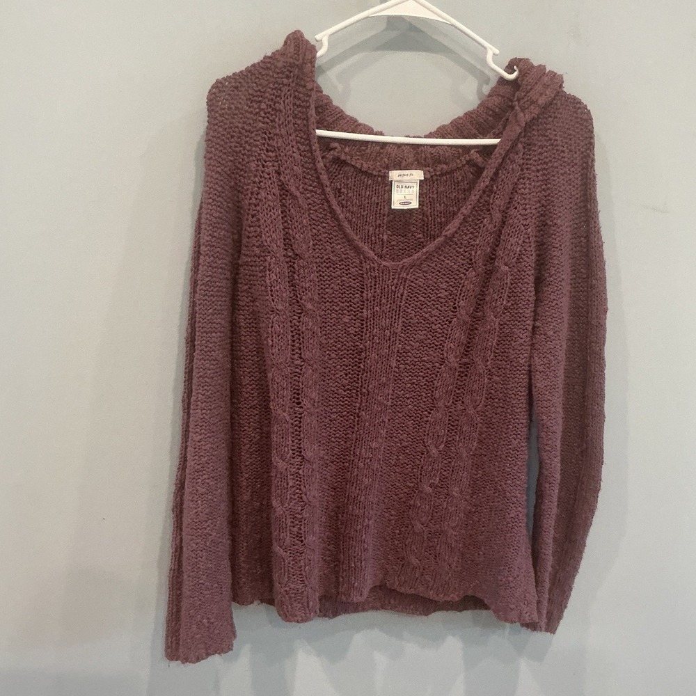 Vintage Old Navy Womens Textured Cotton Sweater L Purple Boho Grunge Fall Y2K